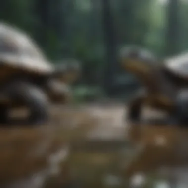 Turtles interacting in a social environment