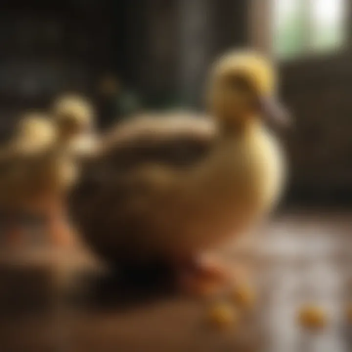 Nutritional feed for ducklings in a bowl