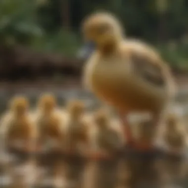 Ducklings interacting with their caretaker