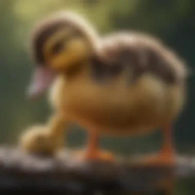 A healthy duckling being examined by a veterinarian