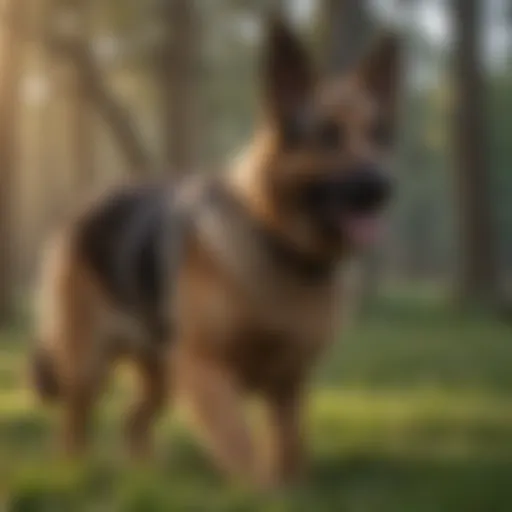 German Shepherd responding to a command