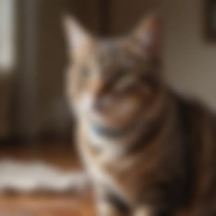 Pet owner applying a flea collar to their indoor cat