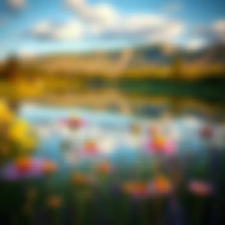 Wildflowers by the Tranquil Lake in June Colorful wildflowers blooming alongside a serene Yellowstone lake