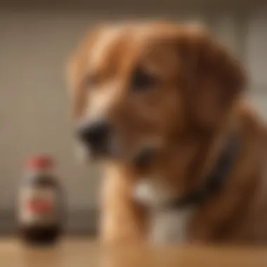 Dog contemplating the safety of soy sauce