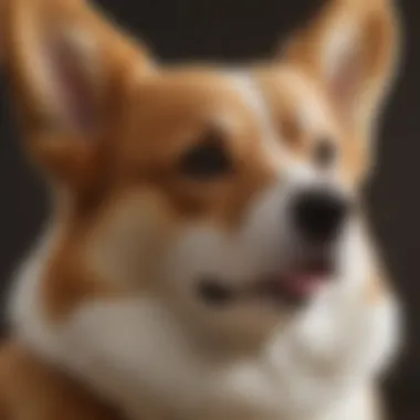 Close-up of a corgi's unique features and personality