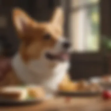 Corgi's Balanced Diet Corgi enjoying a healthy meal with a balanced diet