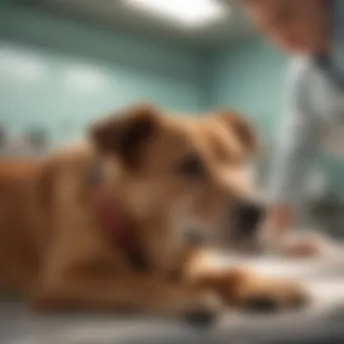 Pre-Operative Assessment in Dogs A dog receiving a pre-operative examination at a veterinary clinic.