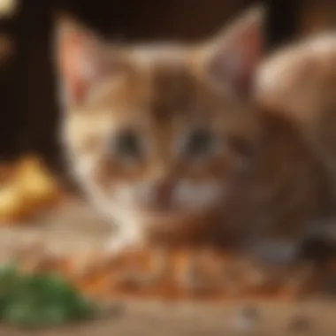 Close-up of high-quality ingredients in kitten food.