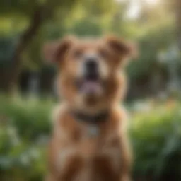 Seresto collar on a playful dog in a garden