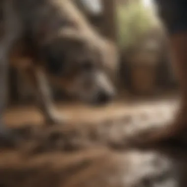 A person cleaning a dog mud rug with ease