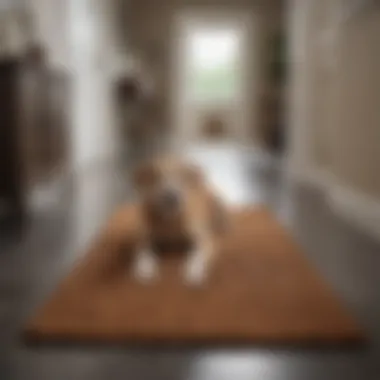 A stylish dog mud rug at the entrance of a home