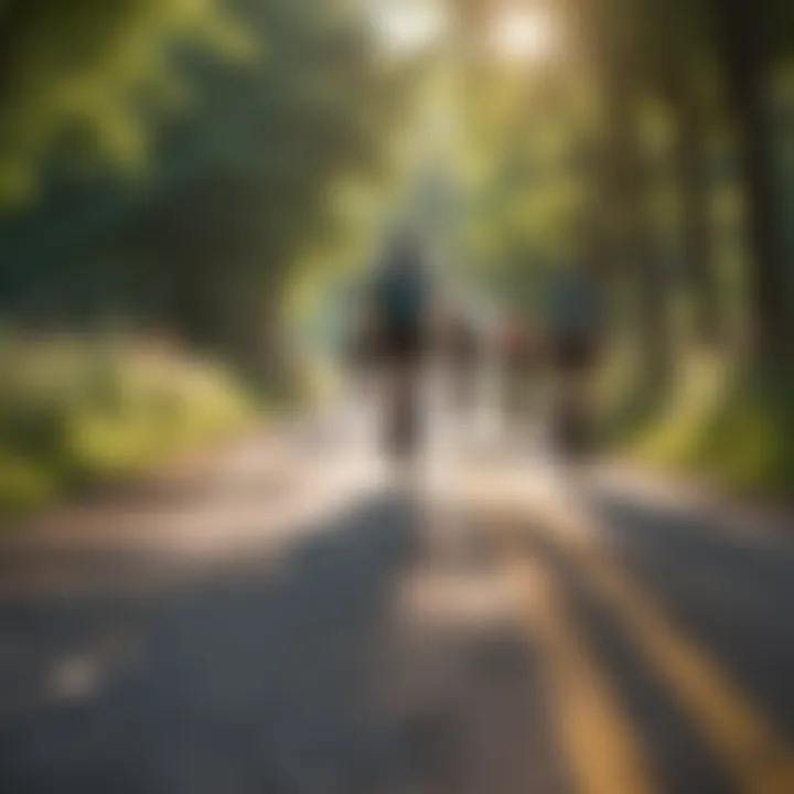 Group of cyclists enjoying a sunny day on a paved bike trail