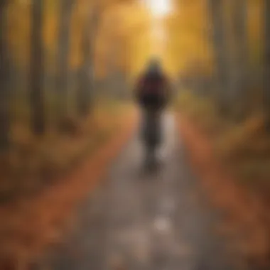 Cyclist navigating a rugged trail surrounded by autumn foliage