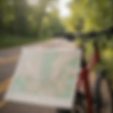 Map highlighting key biking routes in Traverse City