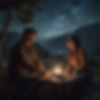 A thoughtful individual reflecting on relationship dynamics with starry skies above.