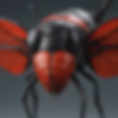 Anatomical Features of a Black and Red Insect Detailed anatomy of a black and red insect showcasing its wings