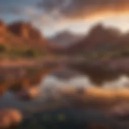 Stunning view of Bullfrog Lake surrounded by red rock formations