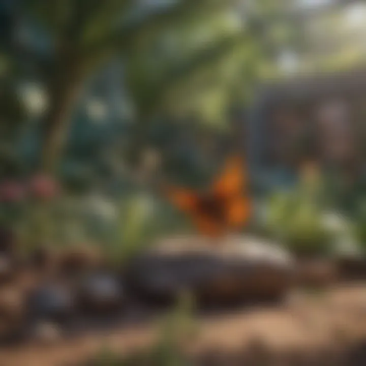 Wide view of a butterfly garden in Arizona