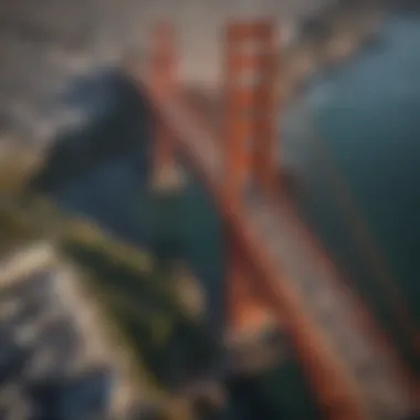 Aerial view of San Francisco's Golden Gate Bridge surrounded by urban landscape