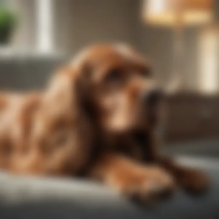 A serene Cocker Spaniel resting comfortably at home