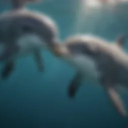 Dolphins engaging in courtship behavior in the ocean