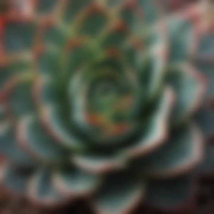 Close-up of Echeveria leaves highlighting unique textures