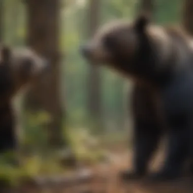 Bear interacting with the environment observed through technology