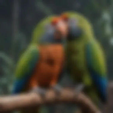 Illustration of conservation efforts for endangered parrot species