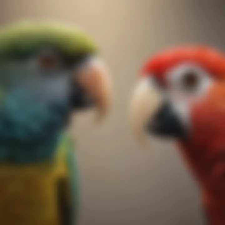 Close-up of a parrot interacting with a person, demonstrating intelligence