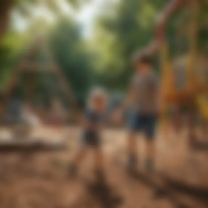 Children playing on a vibrant playground within a community park