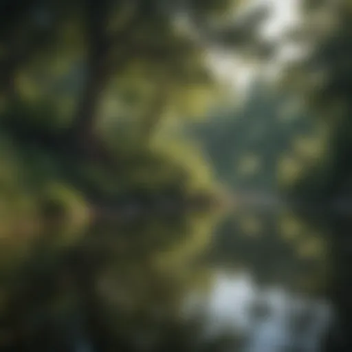 A serene lake surrounded by lush greenery in a local park