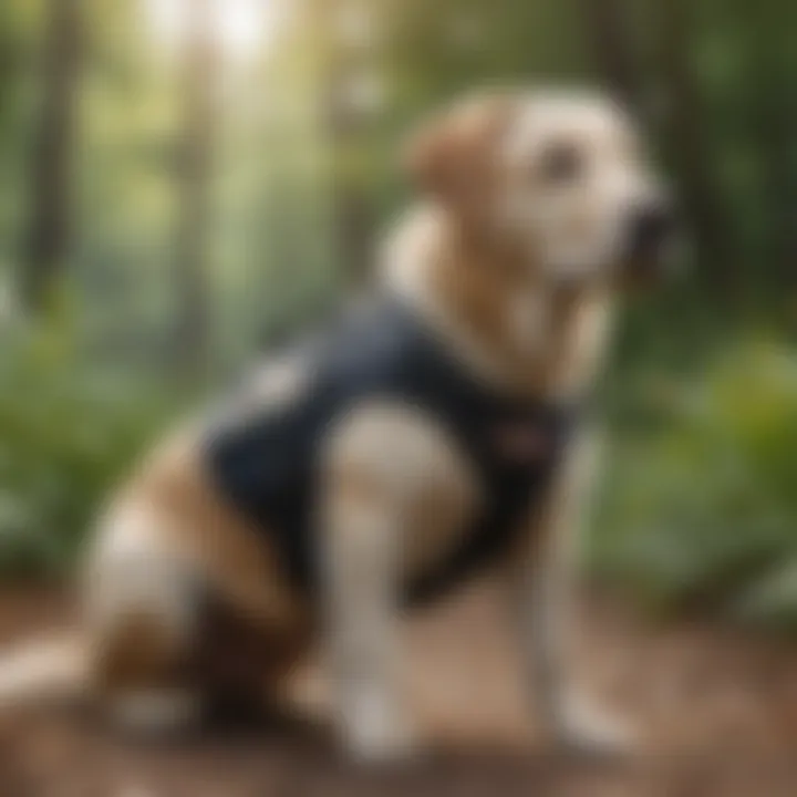 A certified service dog wearing a vest, showcasing its credentials