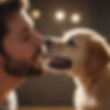 Joyful Interaction A male puppy interacting with its owner joyfully