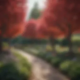 A stunning display of medium sized ornamental trees in a vibrant garden