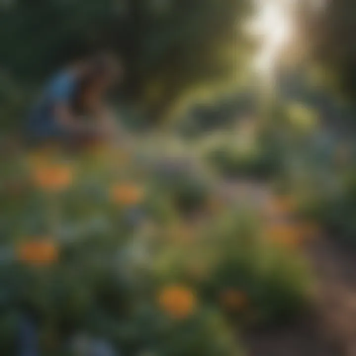 Gardening enthusiasts planting native wildflowers in a community garden space