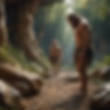 Neanderthal Habitat Reconstruction Reconstruction of a Neanderthal habitat showcasing ancient landscapes