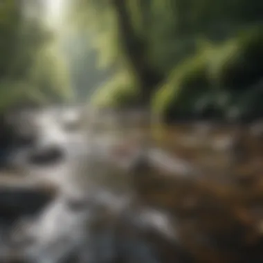 A vibrant stream teeming with fish species Bubbling stream with rich aquatic life