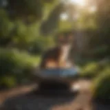 Cozy outdoor pet warmer in a garden setting