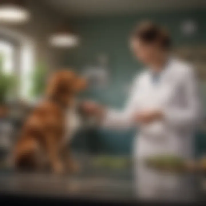 A veterinarian discussing cannabis options with a pet owner in a clinic.