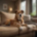 A cozy living room with a male dog named Max lounging on the couch, showcasing popular pet names.