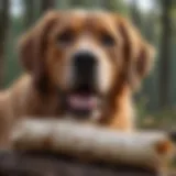 A large dog enjoying a natural bone