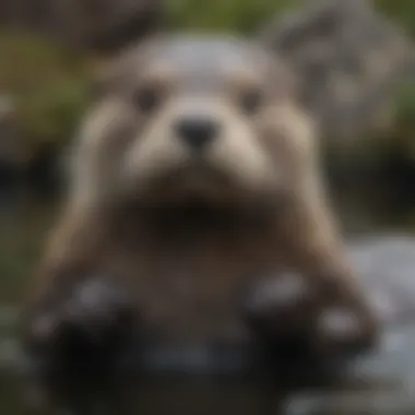 A conservationist working to protect sea otter habitats, illustrating the efforts in marine mammal conservation