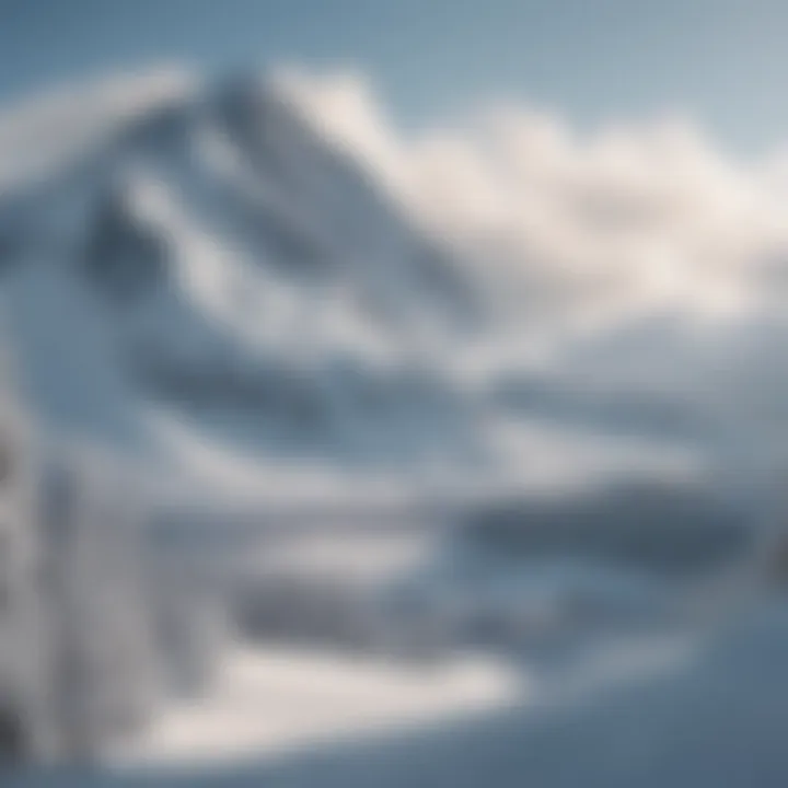 Panoramic view of Alaskan ski mountains draped in snow