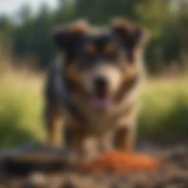 A happy dog enjoying Taste of the Wild food in a natural setting