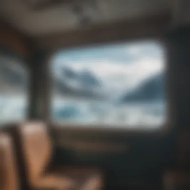 A picturesque view of a glacier while traveling on a train.