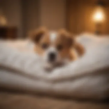 An adorable dog peacefully sleeping in a plush bed.