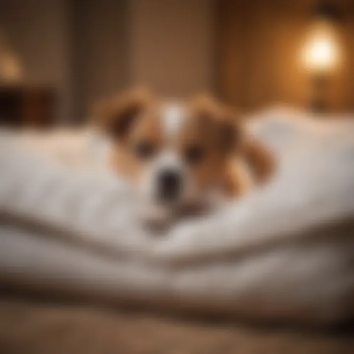 An adorable dog peacefully sleeping in a plush bed.