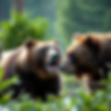 Bears interacting with each other in the wild