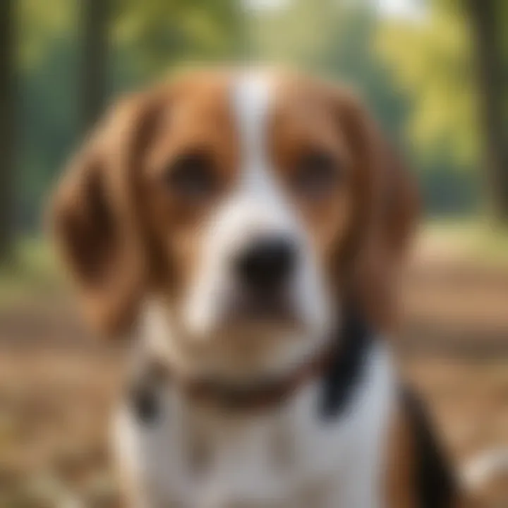 Charming Beagle with a curious expression in a park