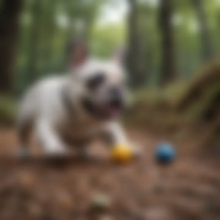 Playful French Bulldog playing with a toy